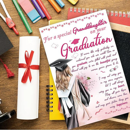 Granddaughter Graduation Card – Inspirational Graduation Gift for Her, Sentimental Congrats Card from Grandparents, Keepsake Graduation Gift for Granddaughter