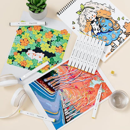 120 Colors Dual Tip Artist Alcohol Markers Set with Carrying Case - Perfect for Coloring, Drawing, Sketching, Card Making and Illustration - Perfect for Adults and Kids