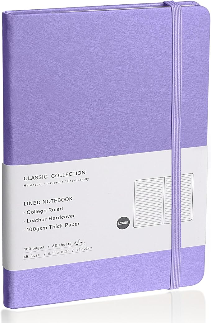 Lined Journal Notebook, (Mauve), 160 Pages, Medium 5.7 inches x 8 inches - 100 gsm Thick Paper, Hardcover