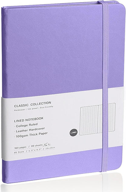 Lined Journal Notebook, (Mauve), 160 Pages, Medium 5.7 inches x 8 inches - 100 gsm Thick Paper, Hardcover