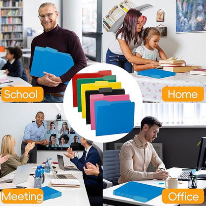 100 Packs Blue File Folder,1/3-Cut Tabs,File Folders Letter Size,8.5x11 Inch File Folders for Office,School and Home,Organizer Documents