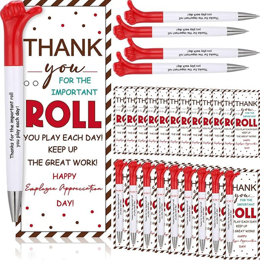 48 Sets Employee Appreciation Gifts Bulk Include Thumbs up Ballpoint Pens Thank You Card with Tie Thank You Gifts for Staff Coworkers Teachers Teem Volunteers Nurse