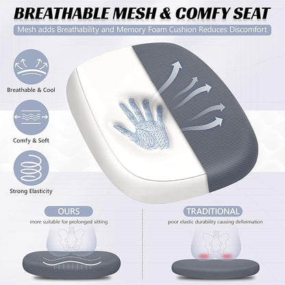 Office Chair Ergonomic Desk Chair with Adjustable 3D Lumbar Support and Height, Comfy Mesh Computer Chair with Flip-up Armrests, Swivel Rolling Task Chair with Wheels (Dark Gray)