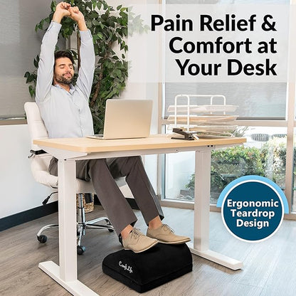 ComfiLife Foot Rest for Under Desk at Work – Adjustable Desk FootRest for Office Chair, Gaming Accessories – Ergonomic Teardrop Design for Back, Hip & Leg Pain Relief – 100% Memory Foam (Black)