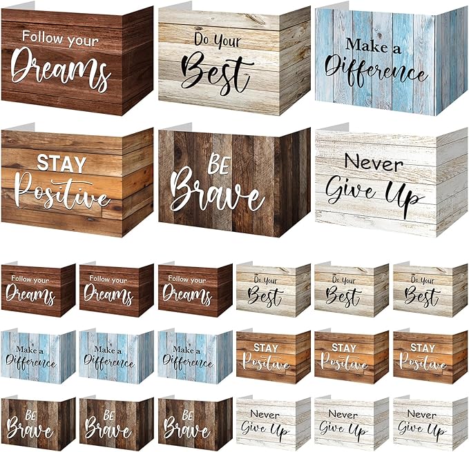 Honoson 24 Pcs Bulk Inspirational Privacy Folders for Students Cardboard Test Privacy Boards Motivational Words Desk Dividers Shield for Classroom School Study Supplies, 6 Styles(Farmhouse)