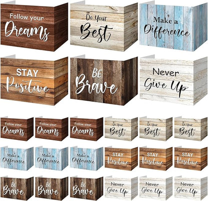 Honoson 24 Pcs Bulk Inspirational Privacy Folders for Students Cardboard Test Privacy Boards Motivational Words Desk Dividers Shield for Classroom School Study Supplies, 6 Styles(Farmhouse)