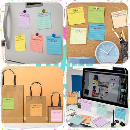 Yinder 24 Pcs Team Sticky Notes Team Appreciation Gifts Bulk Employee Coworker Inspirational Sticky Notes Pad Appreciation Gifts for Teacher Nurse Office Supplies 3 x 3''(Light Color,Appreciation)
