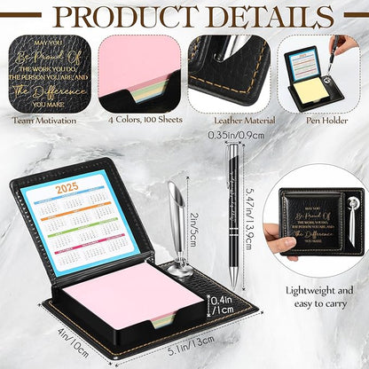 12 Set Employee Appreciation Gifts Bulk Inspirational Gifts Team Gift Bag PU Leather Notepad Holder with Pen Holder Team Keychain Ballpoint Pen Bulk Gifts for Colleagues Employees(Proud)