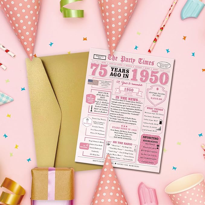 75th Birthday Decorations for Women，75th Birthday Gifts for Women，75 Bday Card，75 Year Old Bday Gifts for Mom Grandma Sister