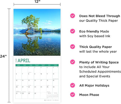 2025 Paradise Monthly Wall Calendar by Bright Day, Includes Over 300 Stickers, 12 x 12 Inch