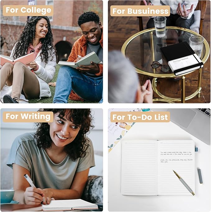 CAGIE 3 Pack Journals Notebooks for Women Men Thick Lined Journaling Notebooks A5 Leather Journals for Writing Hardcover Journal Supplies Diary, Green& Black& Blue