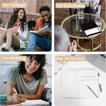 CAGIE 2 Pack Notebooks Journals for Women Men Hardcover A5 Journaling Notebooks Leather Journals for Writing Thick Journal Supplies Diary, Green& Black