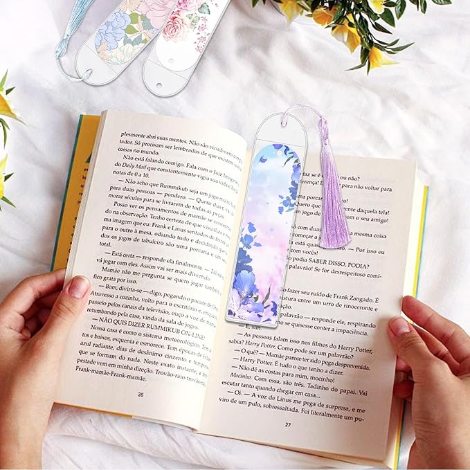 Sublimation Bookmark Blank Double Sided - 30Pcs Metal Bookmark Blanks Bulk + 30 Colors Bookmark Tassels + 30Pcs PVC Self-Sealing Bags, Bookmark Making Kit, for DIY Bookmarks, Book Lovers, Crafts