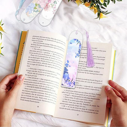 Sublimation Bookmark Blank Double Sided - 30Pcs Metal Bookmark Blanks Bulk + 30 Colors Bookmark Tassels + 30Pcs PVC Self-Sealing Bags, Bookmark Making Kit, for DIY Bookmarks, Book Lovers, Crafts