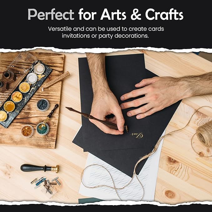 SANZIX 120 Sheets Black Cardstock 12x12 - Heavyweight 80 Lbs 220 GSM Black 12x12 Cardstock for Crafts | Laser & Inkjet Printer Compatible, Perfect for Scrapbooking, Invitations, Card Making & DIY