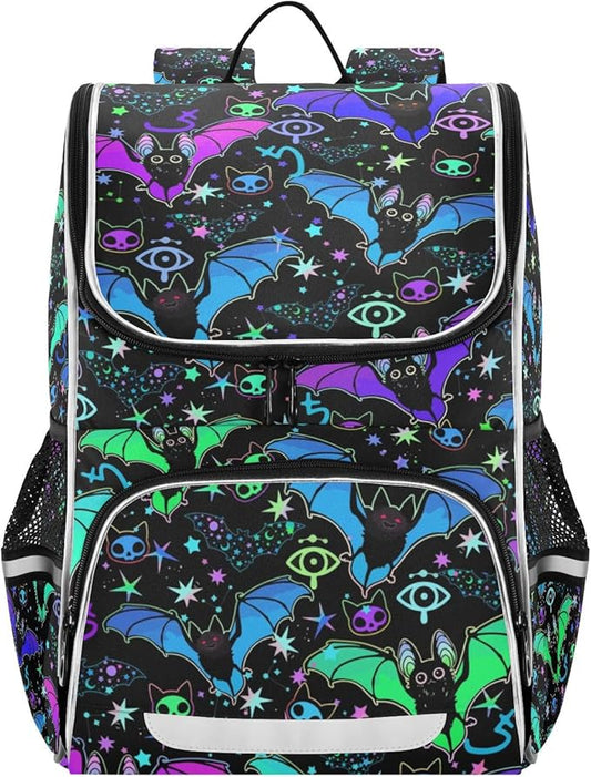 Magic Bat Backpack for Kids Boys Girls 16 Inch Backpack with Reflective Strip Elementary School Bag Removable Chest Strap