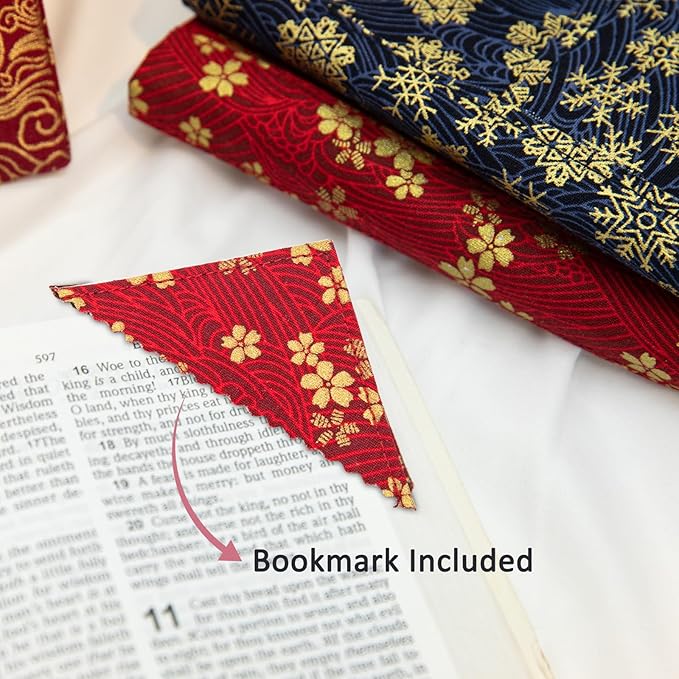 Book Covers with Corner Bookmark - Fabric Dust Jackets for Books - Book Protector for Book Lovers - Book Covers for for Paperbacks,Hardcover,Bibles - Soft Cover Book Sleeve for AA Books