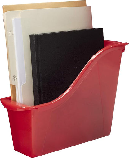 Storex Small Book Bin – Interlocking Plastic Organizer for Home, Office and Classroom, STEM Red, 6-Pack (71109A06C)