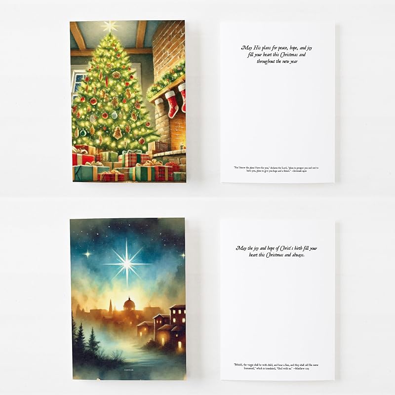 Religious Christmas Cards, Christian Christmas Cards with Envelopes, Nativity Christmas Cards, Keepsake Religious Gift 5"x7" (Biblical Christmas Set)