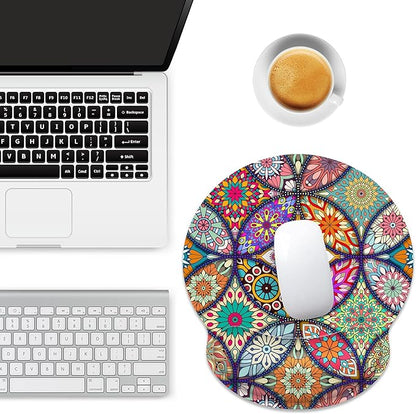 Ergonomic Mouse Pad with Wrist Support,Boho Modern Art Mouse Pad with Wrist Rest,Relieve Wrist Pain Mousepad Non-Slip Rubber Base,Mouse Pads for Desk,Computers,Laptop,Office,Gaming,Accessories
