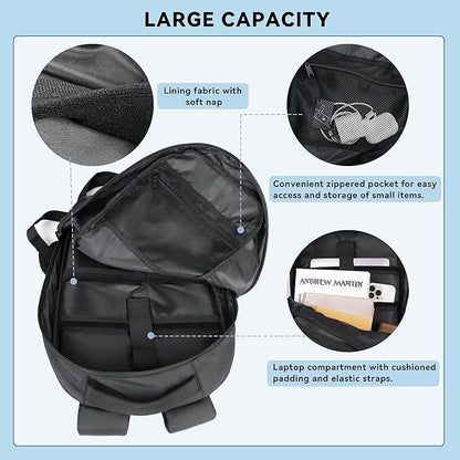 Zavothy Lightweight School Backpack with Laptop Compartment, 15.6 inch Business Computer Backpack Simple Small Backpack for Women Men Water Resistant Casual Daypack Backpack Black