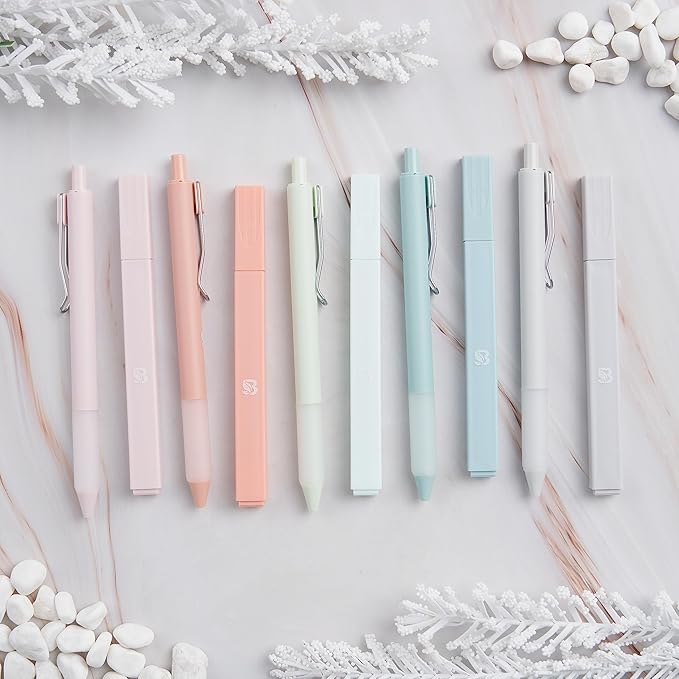 BLIEVE - Aesthetic Highlighters and Gel Pens With Soft Ink And Tip, Bible Highlighters and Pens No Bleed, Dry Fast Easy to Hold, for Bible Journaling Planner School Supplies (Pastel)