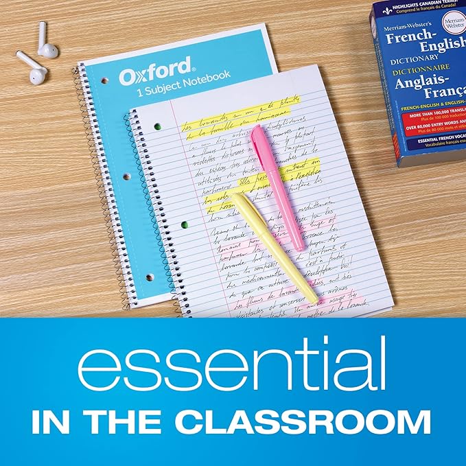 Oxford Spiral Notebook 18 Pack, Bulk College Ruled Spiral Notebooks for School, 1 Subject, College Ruled Paper, 8 x 10-1/2 Inches, 3-Hole Punch, Assorted Colors, 70 Sheets (65206)