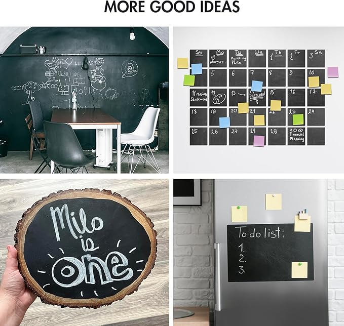 Chalkboard Wallpaper Stick and Peel: DIY Your Own Unique First Day of School Board Classroom Chalk Board Paint Self Adhesive Wall Paper with 8 Colorful Chalks (Black,17.5" x 118.1")