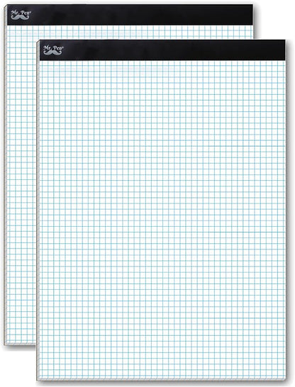 Mr. Pen- Graph Paper, 2 Pack o 55 Sheets, 8.5"x11", 4x4 (4 Squares Per Inch), Graphing Paper, Grid Paper Pad, Math Graph Paper Pad, Drafting Paper, Computation Pads, Square Paper, Math Paper