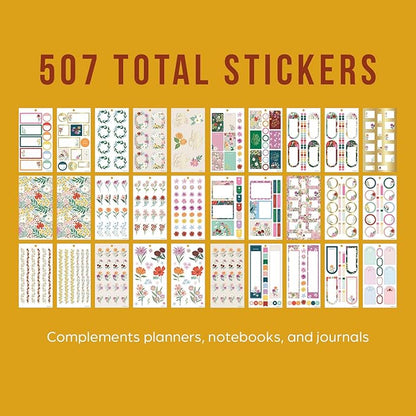 Happy Planner Sticker Pack for Calendars, Journals, and Planners, Easy-Peel Stickers and Scrapbook Accessories, Classic Size, Blooming Bouquet, 30 Sheets, 507 Total Stickers