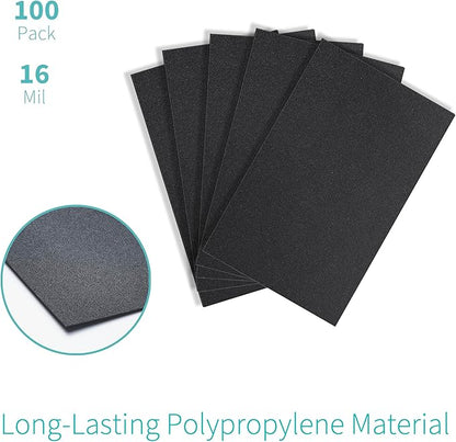 Binditek 100 Pack 16 Mil Sand-Textured Polycover, 11 x 17 Inches Binding Front and Back Covers, Lightly Textured Sand Finish, Heavyduty Binding Presentation Covers, Tabloid, Black