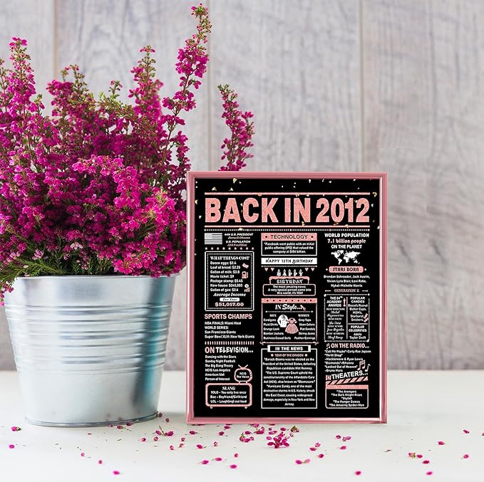 13th Birthday Card, 13th Birthday Decorations for Girls, 13th Birthday Gifts for Daughter, Back in 2012 Birthday Card, Rose Gold