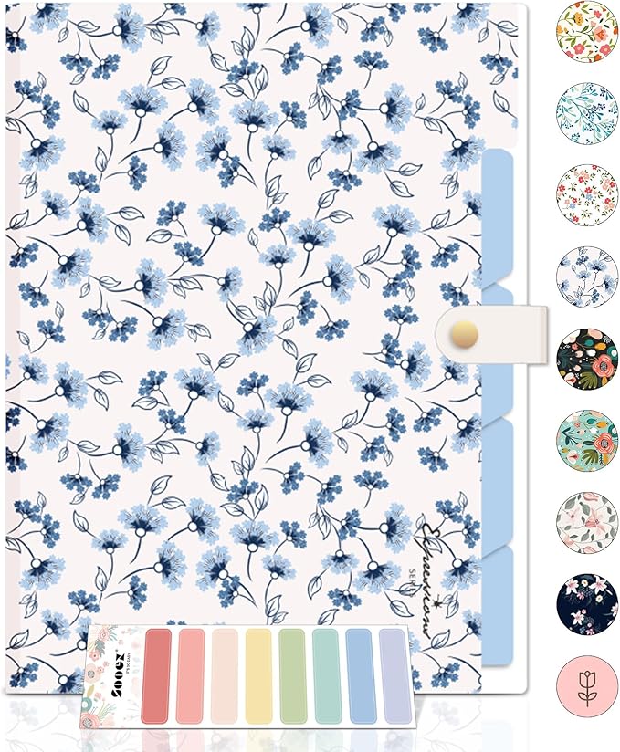 Sooez File Folders Organizer, Folders with 5 Pockets, Folders for Documents w/Sticker, Accordion File Organizer, Paper Receipt Bill Filing Organizer, School College Office Travel Essentials Supplies