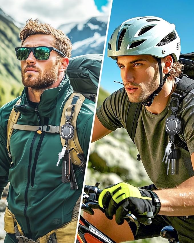 LIUGX 2 Pack Retractable Keychain, Heavy Duty Carabiner Key Chains, 10,000+ Rebound, Impact Resistance ID Badge Reels with 31.5” Wire Rope and Key Ring, Up to 8oz, Aluminum Ring, Carbon Fiber-Texture