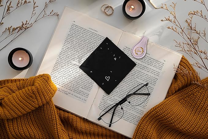 ABTOLS Magnetic Leather Initial Bookmarks, Vintage Initial ID Identification Book Marker Clip Gift Purple Capital Letter Book Markers for Book Lover Avid Readers (Y)