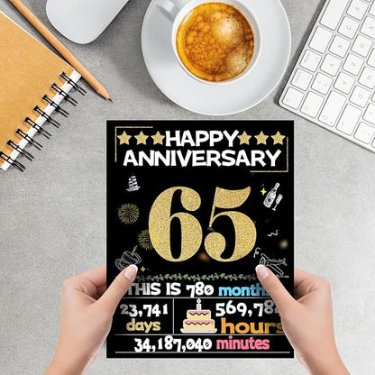 Joycard 65th Anniversary Card for Women Men, Gold Wedding Card for Wife Husband, Sweet Marriage Decorations Gifts for Couple, Perfect for Her Him on Anniversary Day, Back in 1960