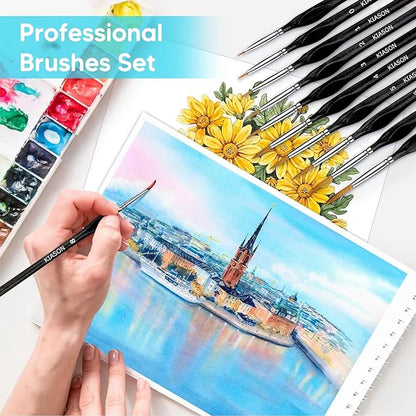 10PC Miniature Paint Brush for Fine Detailing, Mini Small Painting Brushes Set for Art, Crafts, Acrylic, Watercolor, Oil, Model, Face, Warhammer 40k & Paint by Number, Citadel, Figurine (Black)