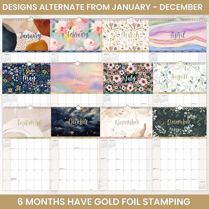 bloom daily planners 2025 Calendar Year Monthly Hanging Wall Calendar (January 2025 through December 2025) - Large 11” x 17” - Seasonal