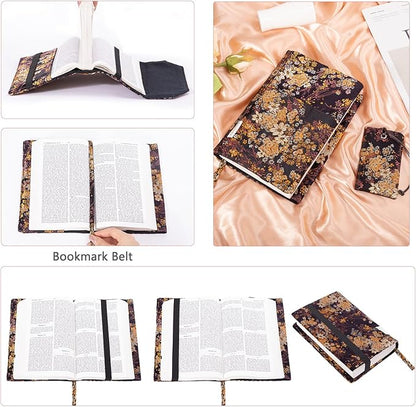 Book Covers with Cardholder - Fabric Dust Jackets for Books - Book Protector for Book Lovers - Book Covers for for Paperbacks,Hardcover,Bibles - Soft Cover Book Sleeve for AA Books