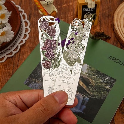 2 PCS Metal Bookmarks with Tassel, Tulip, Lily of The Valley Bookmark, Pretty Bookmarks for Women, Very Beautiful Bookmark, Metal Bookmarks Gifts, Graduation Gift(062-4)