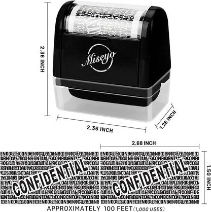 Miseyo Identity Theft Protection Roller Stamp Set - Black (3 Refill Ink Included)