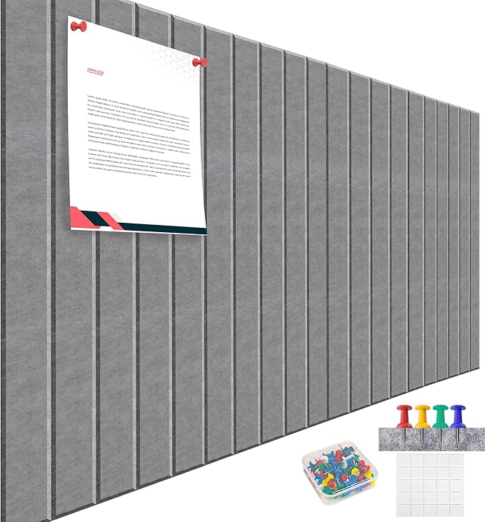 Large Cork Board for Office Light Grey Felt Board Alternative-12 Pack Felt Wall Tiles for Office Wall Decor,Felt Bulletin Board Tiles,Push pin Board Wall Organizer for Office