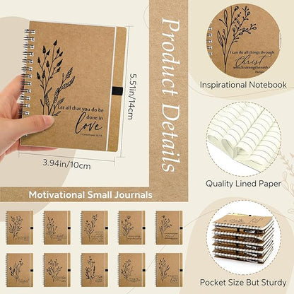 200 Pcs Bible Verse Spiral Notebook with Bamboo Christian Ballpoint Pens Aesthetic Religious Notepads Inspirational Journals Easter Christian Gifts for Women Men Office (Classic Style)