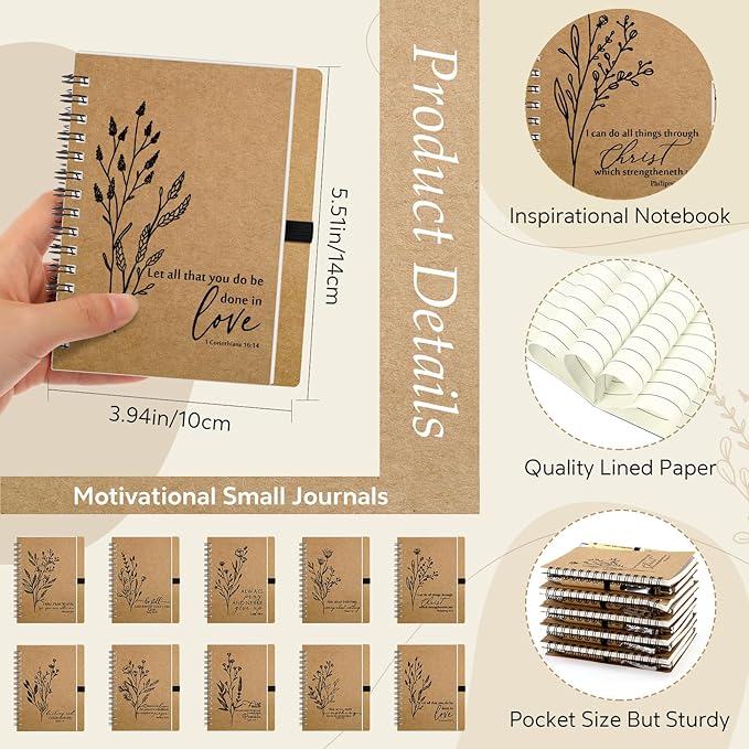 100 Pcs Bible Verse Spiral Notebook with Bamboo Christian Ballpoint Pens Aesthetic Religious Notepads Inspirational Journals Easter Christian Gifts for Women Men Office (Classic Style)