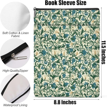 Botanical Book Sleeve, Classic Flower Book Covers for Paperbacks, Floral Book Pouch Book Protector, Book Lovers Gifts for Women Girls Her, Book Accessories Book Club Gifts Christmas Birthday Gifts