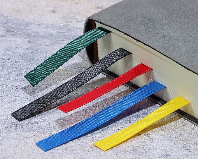 Bible Ribbon Bookmark Artificial Leather Multiple Page Marker with 5 Color Ribbons for Book Lover Reader Teacher Student Christmas Gift (Brown)