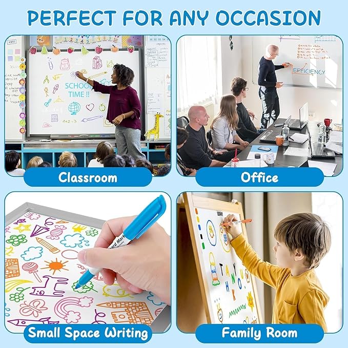 SFAIH Fine Tip Dry Erase Markers - 24 Pack 12 Assorted Color Whiteboard Erasable Markers Bulk for Kids Adults, Ideal for Classroom School Office Home Use on White Board, Non-Toxic Easy Clean