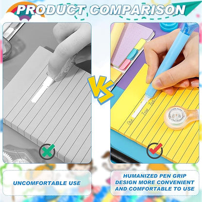 Gersoniel 10 Pack Correction Tape Pen Correctional Ink Tape Push Pull Protective, Easy to Use Applicator for School Office Supplies, 0.2 x 236 Inch(Bright Color)