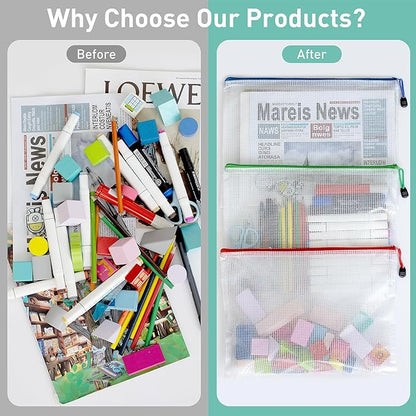 32pcs Mesh Zipper Pouch Bags, B4 Zipper Pouch, Mesh Bags With Zipper, Plastic Zipper Pouches, 8 Colors Zipper Pouches for Organizing, Board Game Storage, Travel, School Office organize
