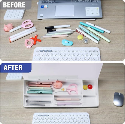 SELEAD Desktop Glass Whiteboard with Ultrasonic Cleaner Machine - Dry Erase White Board Computer Pad Keyboard Stand with Organizer for Home, School, Office Desk Accessories